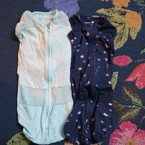 Happiest Baby Sleepea Sleep Sacks X2 in Aqua and Navy Sz Medium